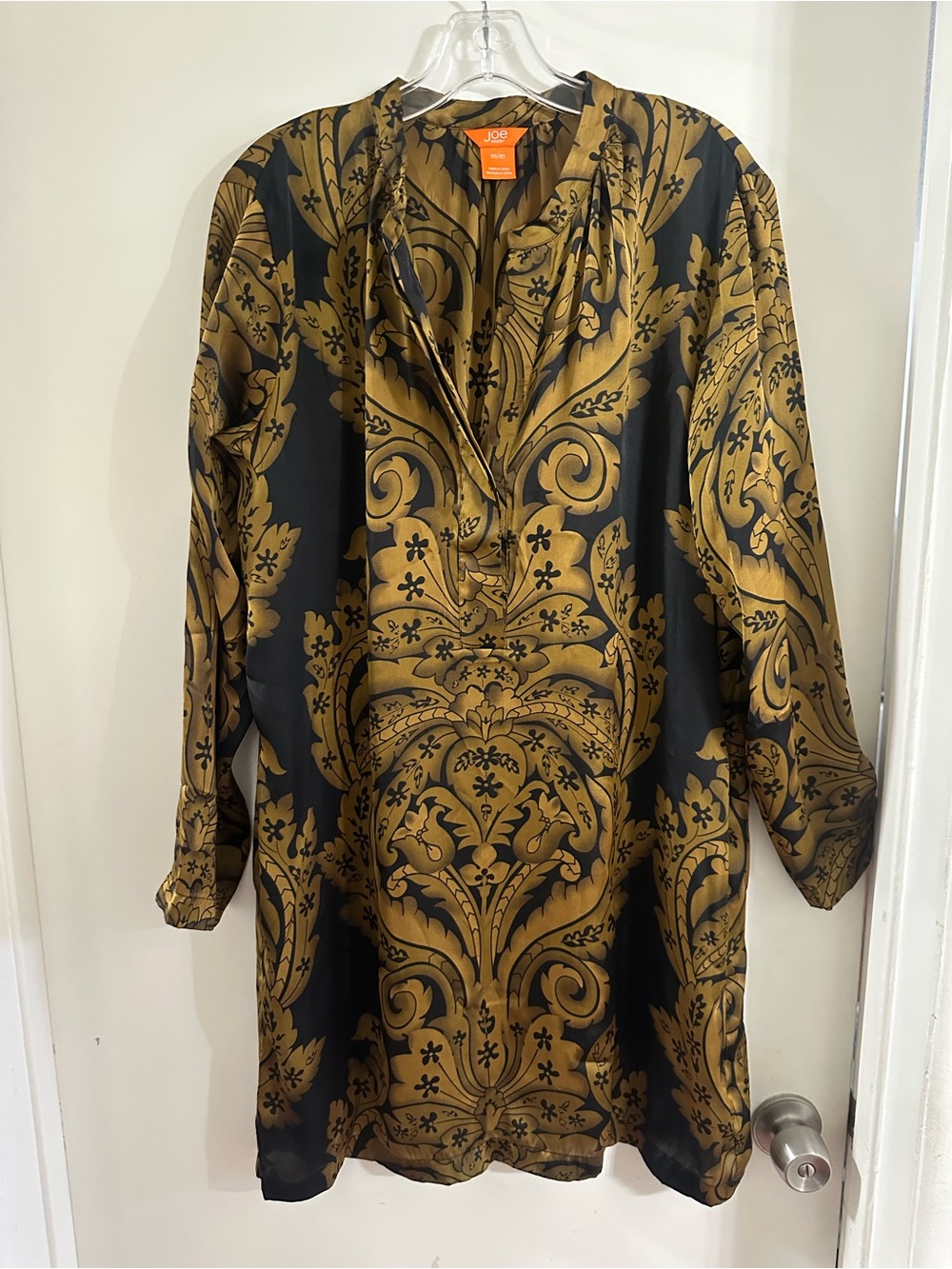 JOE Fresh Black & Gold Baroque Print Tunic M